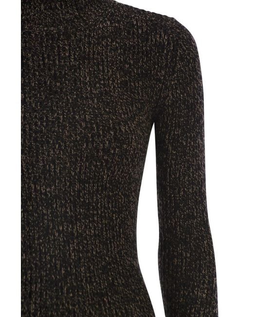 Max Mara Black Azulene1234 - Wool And Cashmere Mouliné Turtleneck Jumper