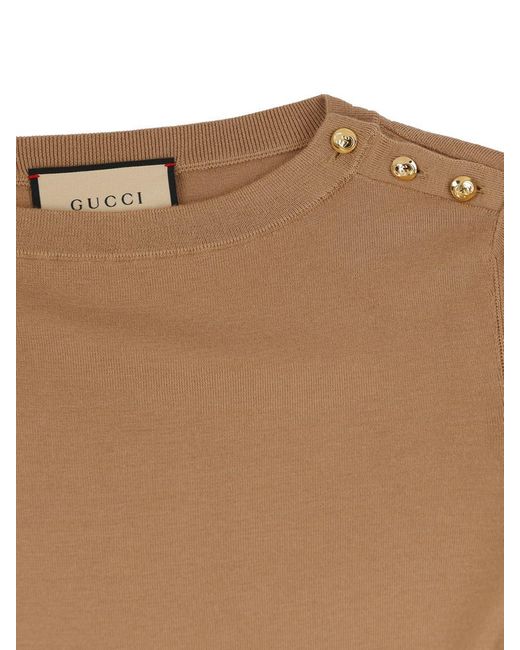 Gucci Natural Rib Stitched Top