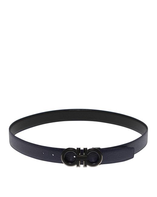 Ferragamo Black Reversible And Adjustable Gancini Belt for men