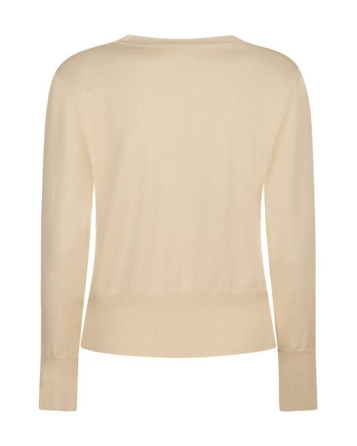Fabiana Filippi Natural Wool Cardigan With Sequin Details