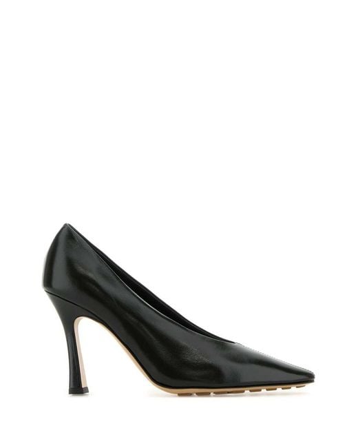 Bottega Veneta Black Dark Leather Sofia Pumps