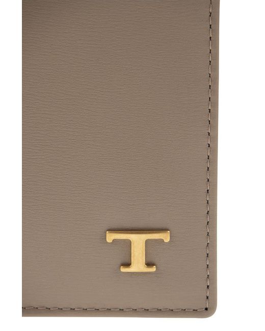 Tod's Brown Leather Wallet With Logo for men