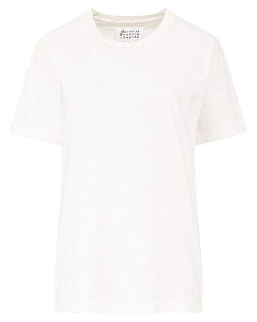 Maison Margiela White Reverse Cotton T-shirt With Backward Logo Embroidery