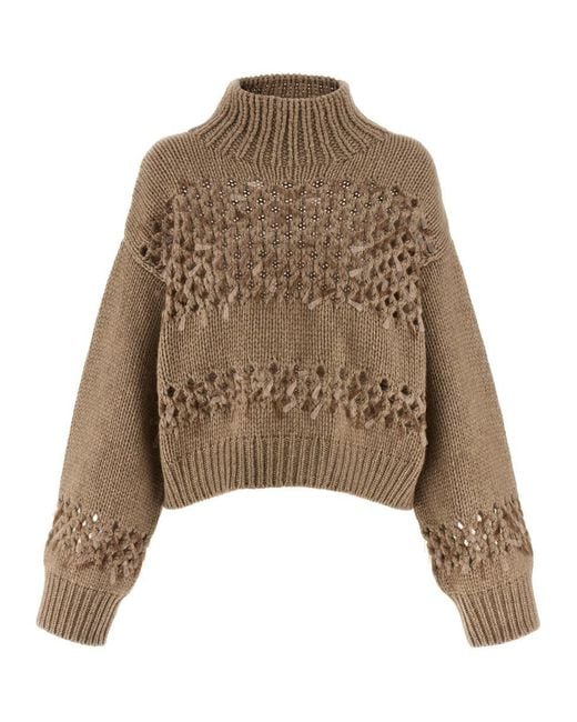 Brunello Cucinelli Natural Drop Sequin Sweater