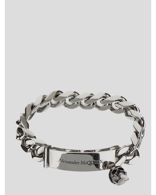Alexander McQueen Gray Identity Chain Bracelet for men