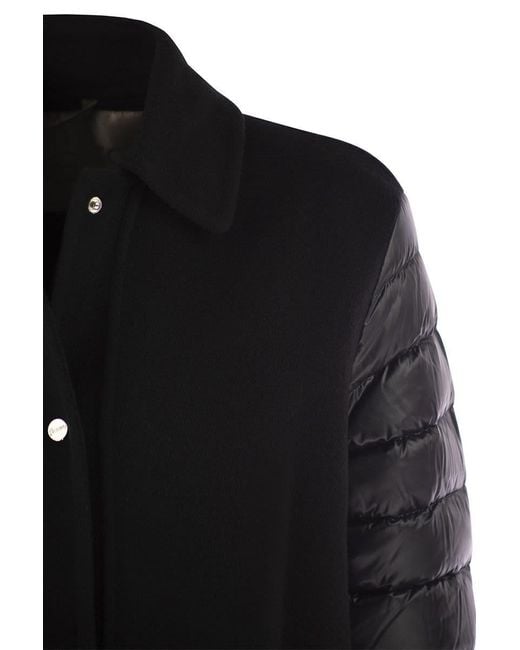 Herno Black Coat With Down Sleeves
