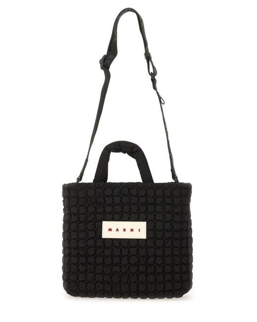 Marni Black Small Tote Bag With Logo