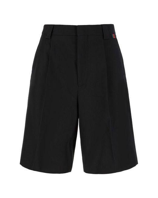 Gucci Black Wool-Blend Bermuda Shorts With Web Detail for men
