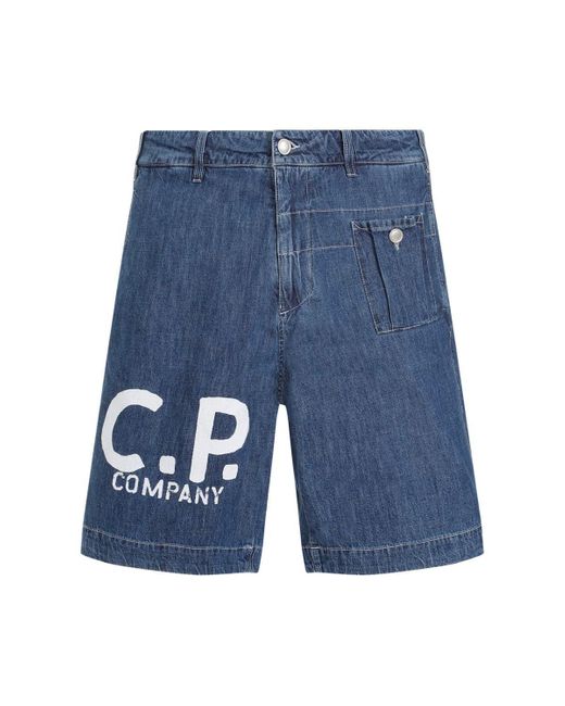 C P Company Blue Utility Shorts for men