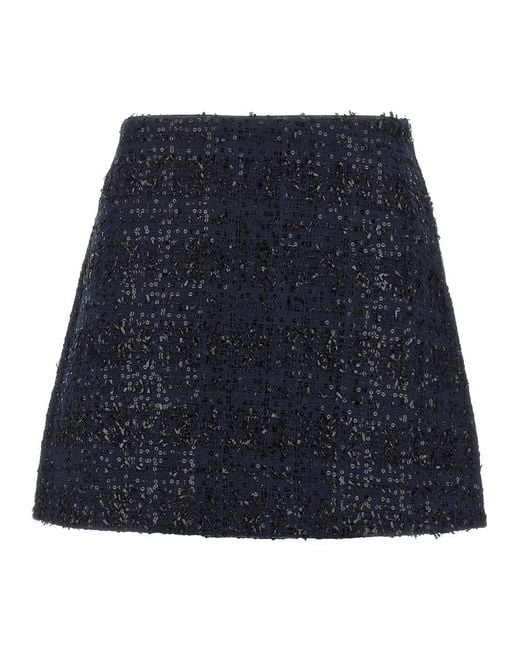スカート ROTATE Birger Christensen Black miniskirt with micro sequins Rotate Birger Christensen Rotate Ladies Black Sequin Twill