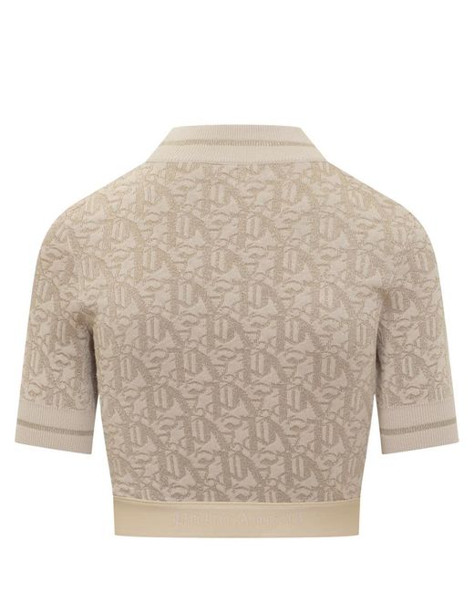 Palm Angels Natural Pa Top In Jacquard