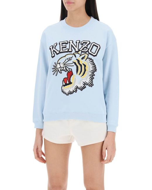 KENZO Blue Tiger Varsity Crew Neck Sweatshirt