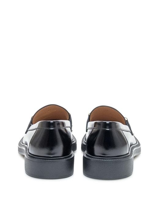 Tod's White Leather Loafers With Golden Buckle