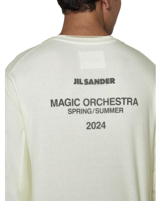 Jil Sander White Back Logo Double Layer T-shirt for men