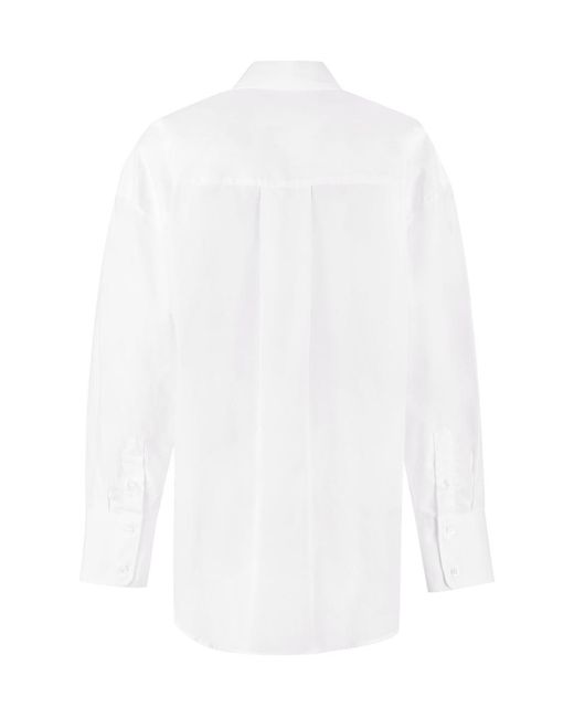 MSGM White Ruffled Cotton Shirt