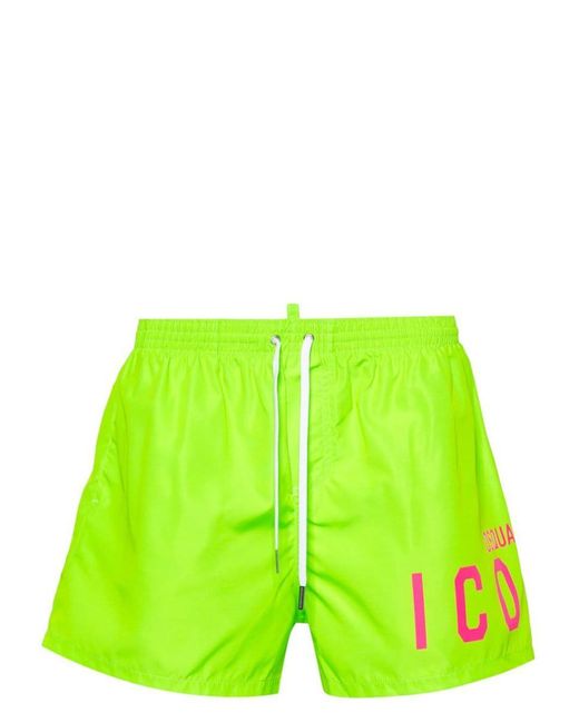 DSquared² Green Be Icon Swim Shorts for men