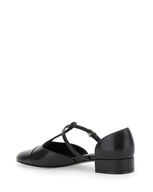 Ferragamo White 'Lainette' Ballet Shoes With T-Strap And Round Toe