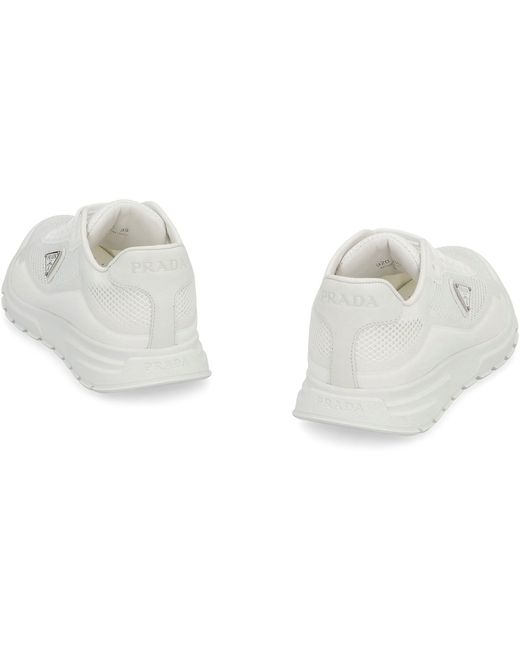Prada White Prax 2.0 Fabric Low-Top Sneakers