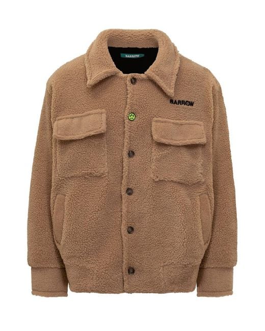 Barrow Brown Camel Fleece Jacket With Buttons for men