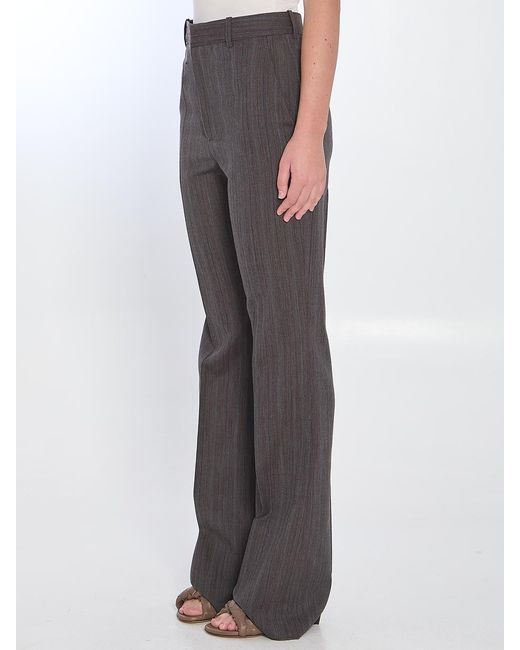 Bottega Veneta Gray Wool Trousers With Thin Stripes