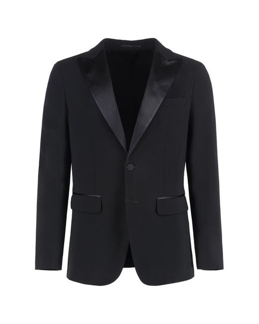 DSquared² Black Miami Virgin Wool Two-Pieces Suit With Satin Lapels for men