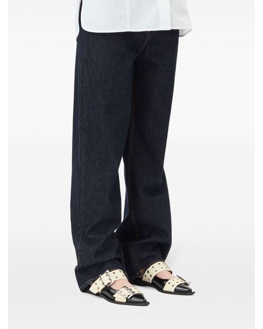Ganni Black And Slingback Ballerina Flats With Buckles