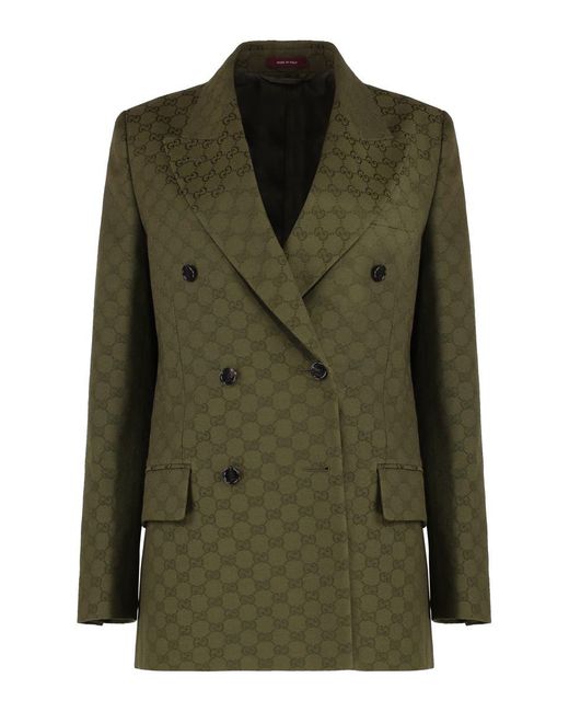 Gucci Women's Green Cotton Blend Blazer
