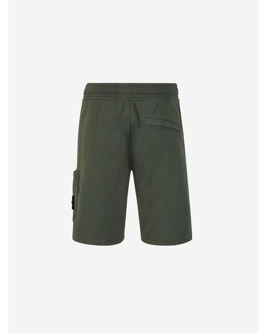 Stone Island Green Cotton Cargo Bermuda Shorts for men