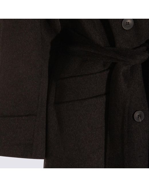 The Dynamis Studio Black Dark Grey Wool Coat