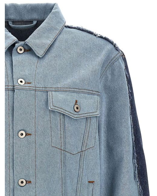 Heron Preston Blue Patchwork Denim Jacket Casual Jackets, Parka for men
