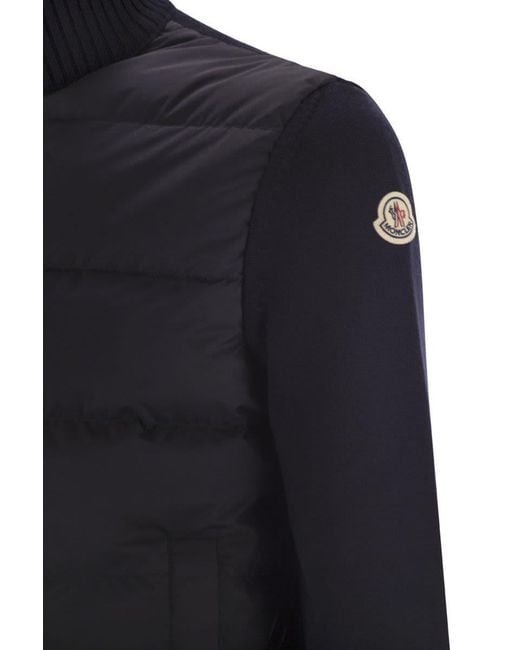 Moncler Black Wool Padded Cardigan With Zip for men