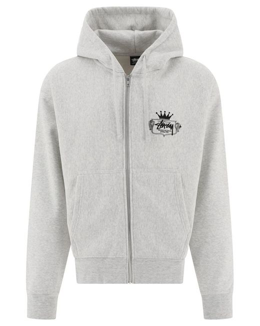 Stussy Gray "Built To Last" Zippered Hoodie for men