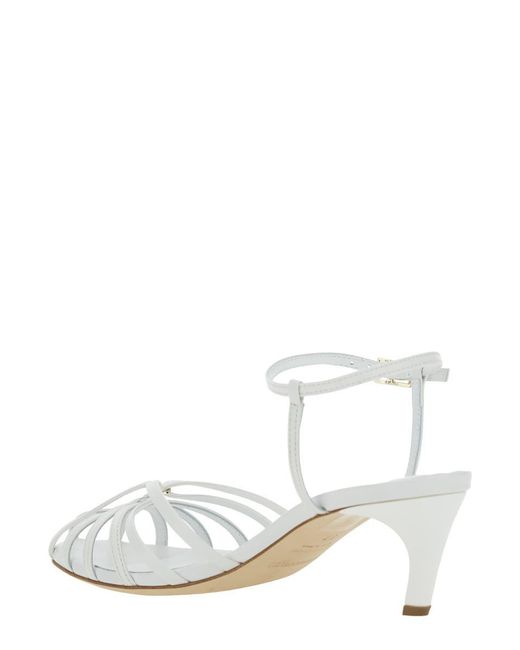Semicouture White Heeled Sandals With Cage Design
