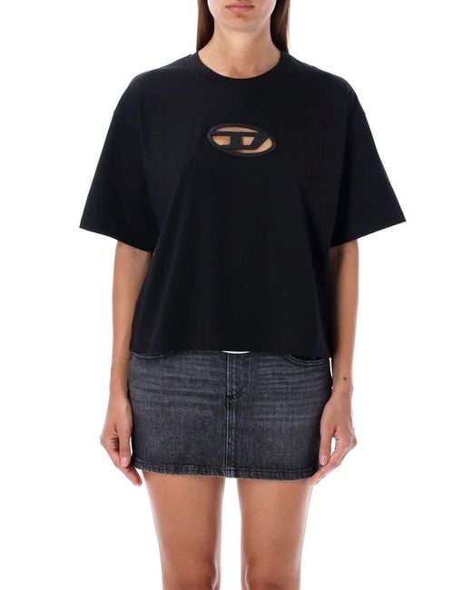 DIESEL T-Buxt Crop T-Shirt in Black | Lyst