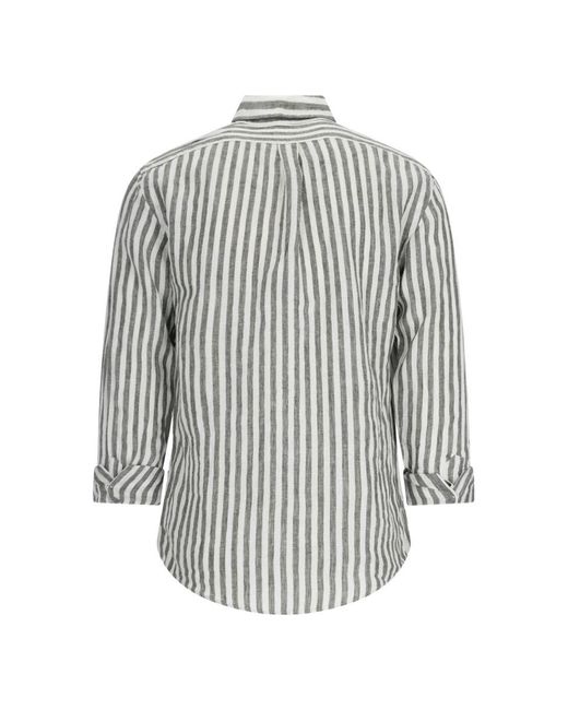 Polo Ralph Lauren White Linen Shirt With Striped Pattern for men