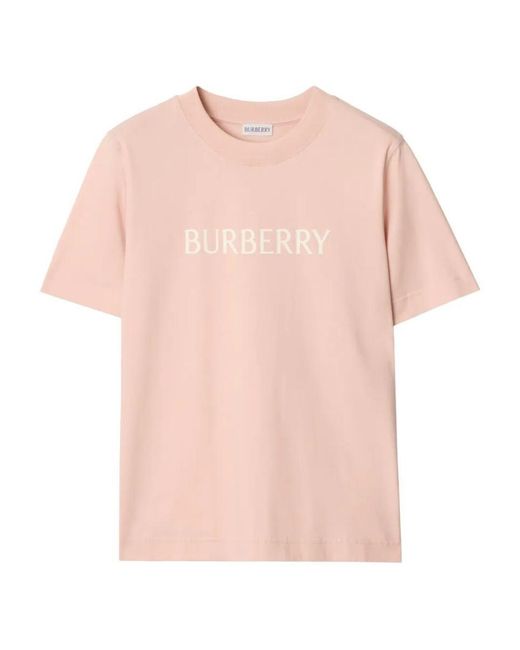 Burberry Pink Regular Fit Logo Cotton T-Shirt