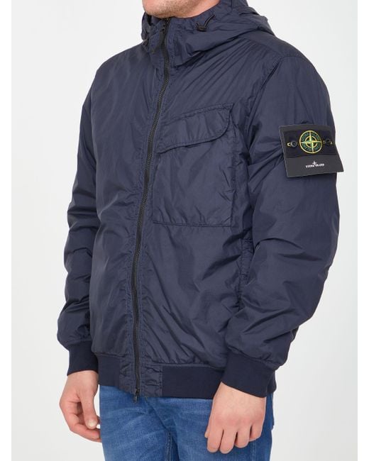 Stone Island Blue Nylon Jacket For Men Lyst