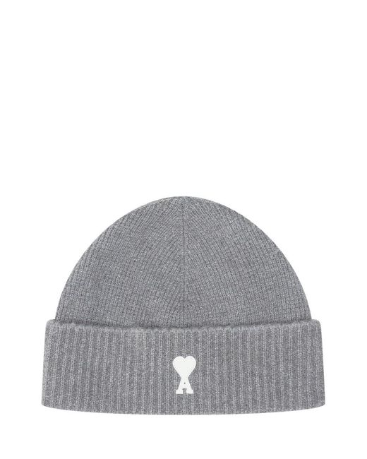 AMI Gray Ami Alexandre Mattiussi Beanie Hat for men