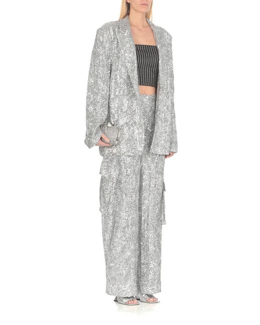 ROTATE BIRGER CHRISTENSEN Gray Cargo Pants With Paillettes