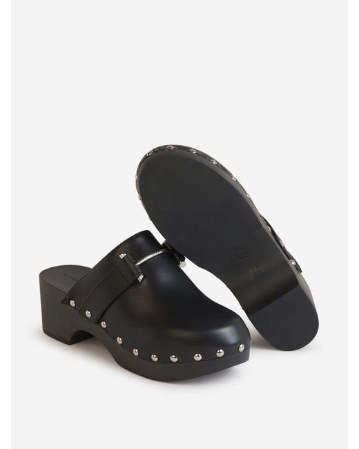 Givenchy Black Logo Leather Clogs