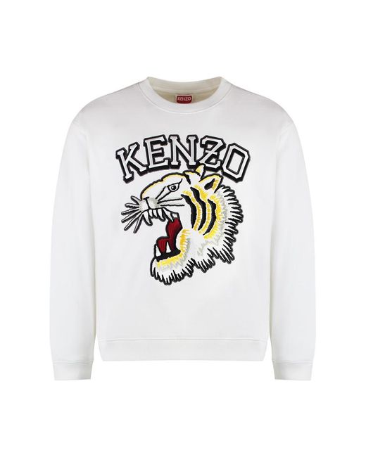 KENZO White Cotton Crew-Neck Sweatshirt for men