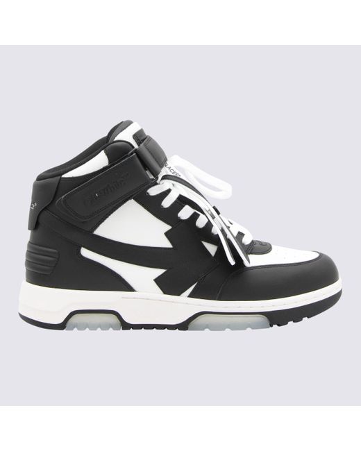 Off-White c/o Virgil Abloh Black And White Leather Out Of Office Mid Top Sneakers for men