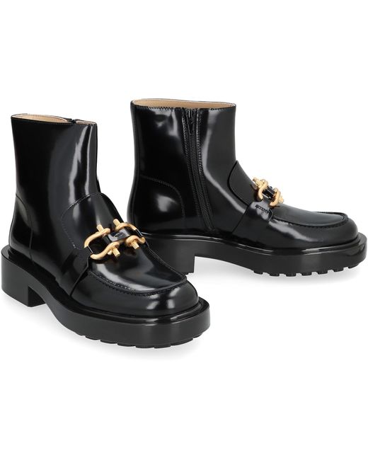 Bottega Veneta Black Monsieur Leather Ankle Boots