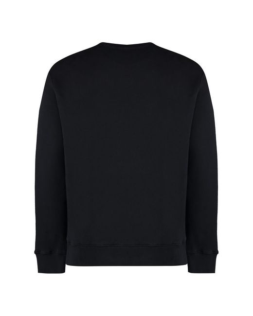 Maison Kitsuné Black Cotton Crew-Neck Sweatshirt for men