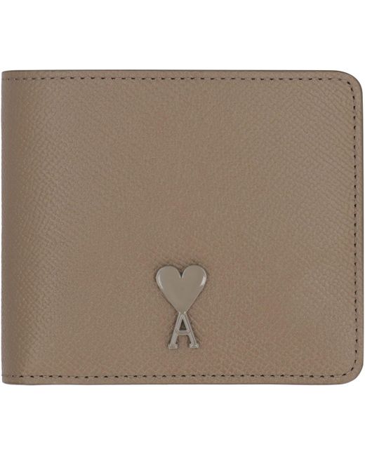 AMI Brown Ami Paris Leather Wallet