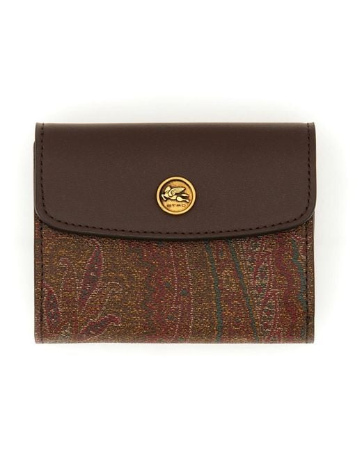 Etro Brown Paisley Print Wallet