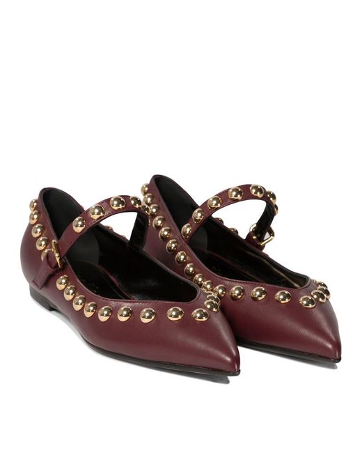 Ninalilou Brown "elisa" Ballet Flats With Studs And Strap