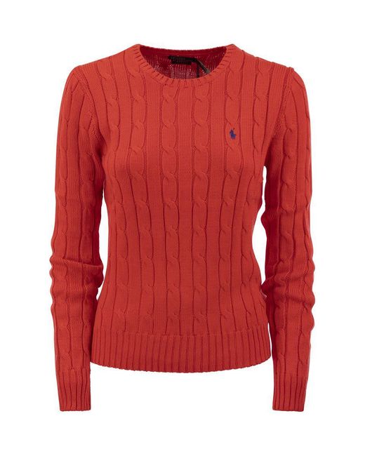 Polo Ralph Lauren Red Slim-fit Cable Knit