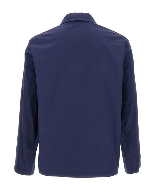 A.P.C. Dark Blue Jacket-shirt With Front Pocket In Cotton Man for men