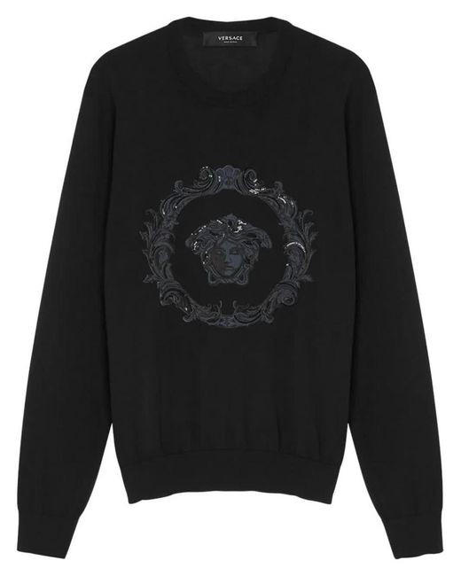 Versace Black Knit Sweater for men